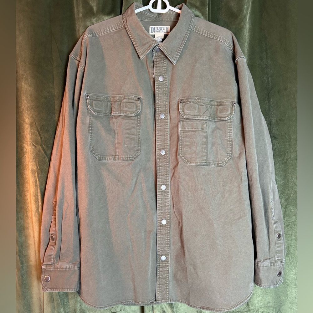 Duluth Trading Company Olive Button-Up Shirt